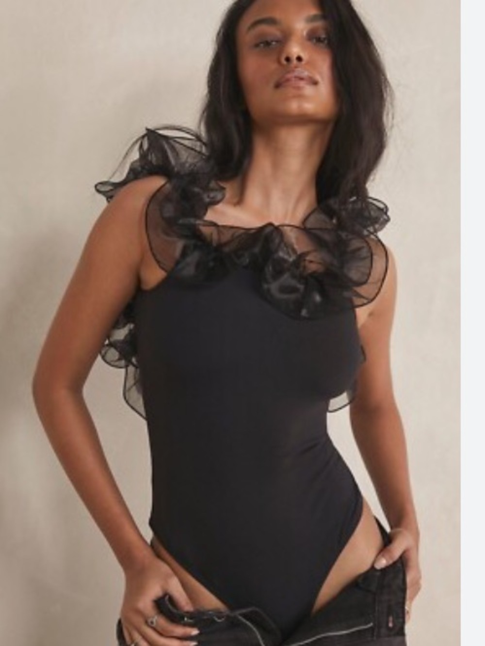 Free People Haute Wired Bodysuit Black NWOT